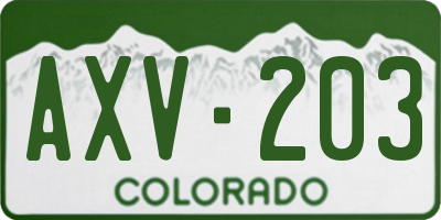 CO license plate AXV203