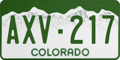 CO license plate AXV217