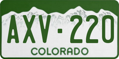 CO license plate AXV220