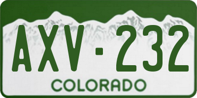 CO license plate AXV232