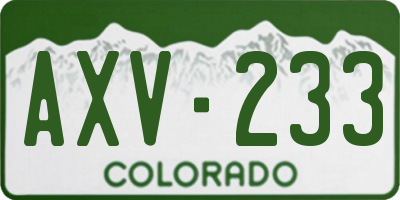 CO license plate AXV233