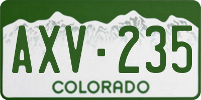 CO license plate AXV235