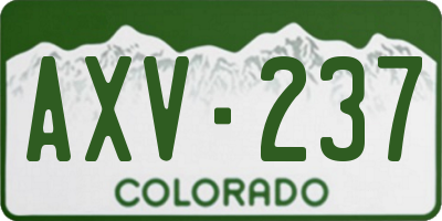 CO license plate AXV237