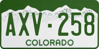 CO license plate AXV258