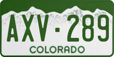 CO license plate AXV289