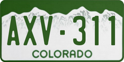 CO license plate AXV311