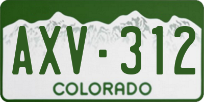 CO license plate AXV312