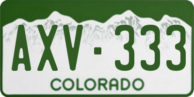 CO license plate AXV333