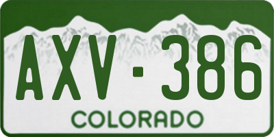 CO license plate AXV386