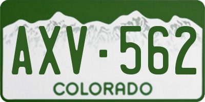 CO license plate AXV562