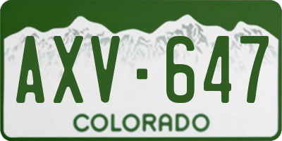 CO license plate AXV647