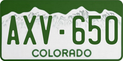 CO license plate AXV650