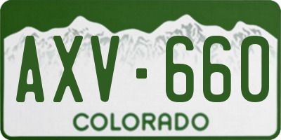 CO license plate AXV660
