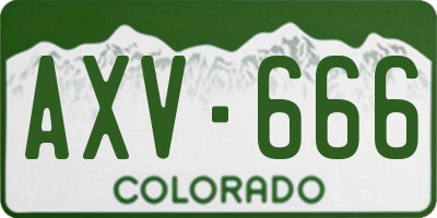 CO license plate AXV666