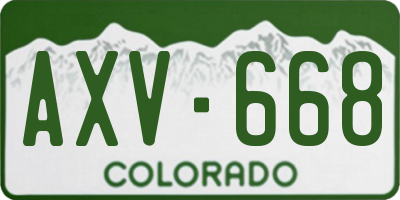 CO license plate AXV668