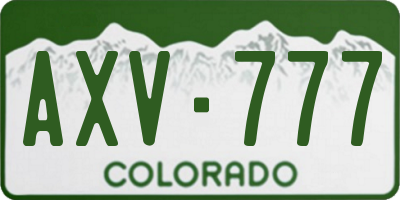 CO license plate AXV777