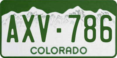 CO license plate AXV786