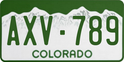 CO license plate AXV789