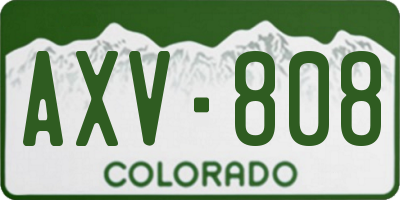 CO license plate AXV808