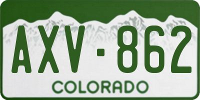CO license plate AXV862
