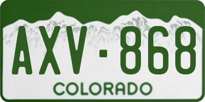 CO license plate AXV868
