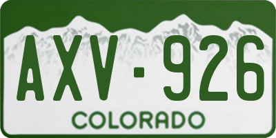 CO license plate AXV926