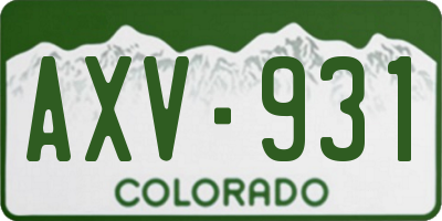 CO license plate AXV931