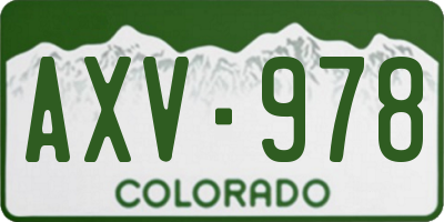 CO license plate AXV978