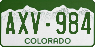 CO license plate AXV984