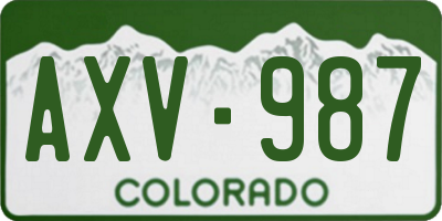 CO license plate AXV987