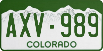 CO license plate AXV989