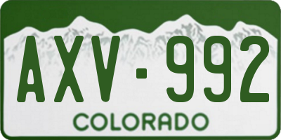 CO license plate AXV992