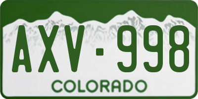 CO license plate AXV998