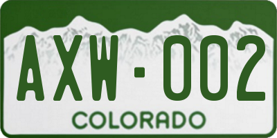 CO license plate AXW002