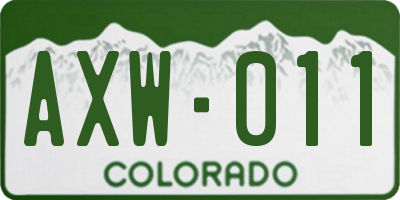 CO license plate AXW011