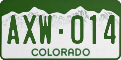 CO license plate AXW014