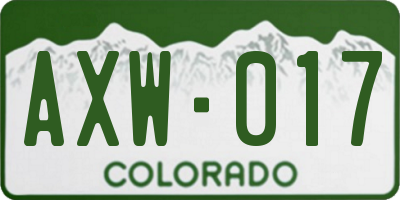 CO license plate AXW017