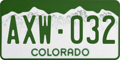 CO license plate AXW032