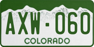 CO license plate AXW060