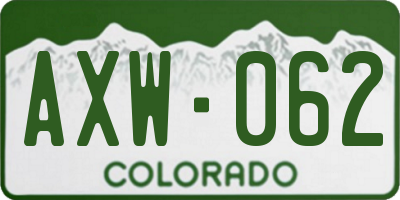 CO license plate AXW062