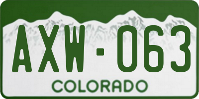 CO license plate AXW063