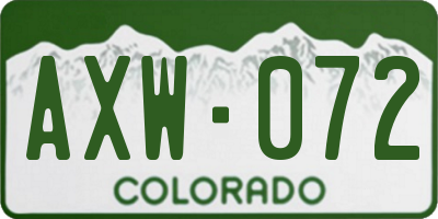 CO license plate AXW072