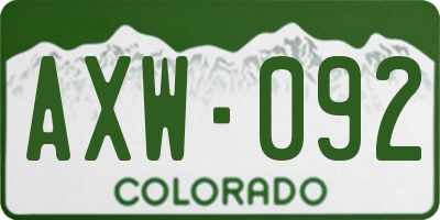 CO license plate AXW092
