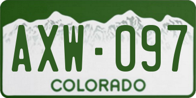 CO license plate AXW097