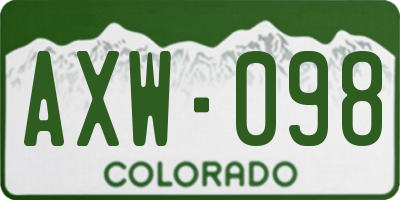 CO license plate AXW098