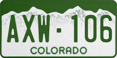 CO license plate AXW106