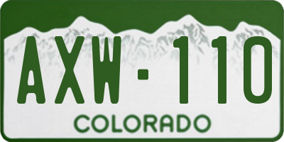CO license plate AXW110