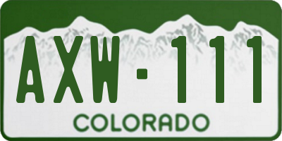 CO license plate AXW111