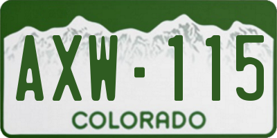 CO license plate AXW115