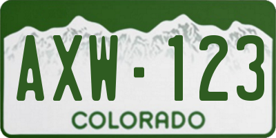 CO license plate AXW123